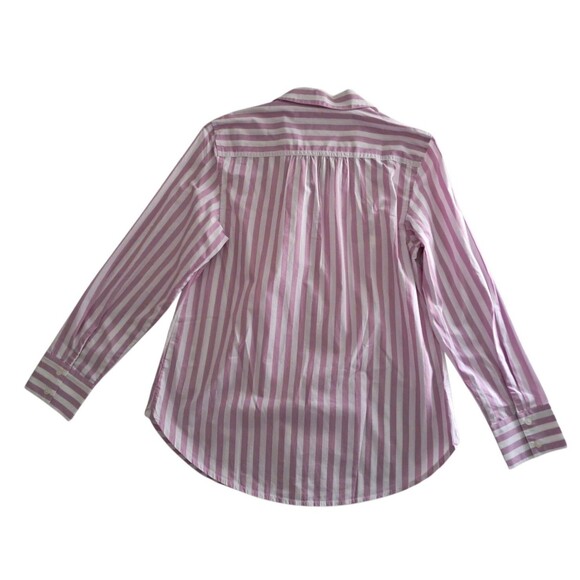NWT J. Crew Top Women's Pink White Collared Popover Tunic Striped Preppy Work - Picture 3 of 13